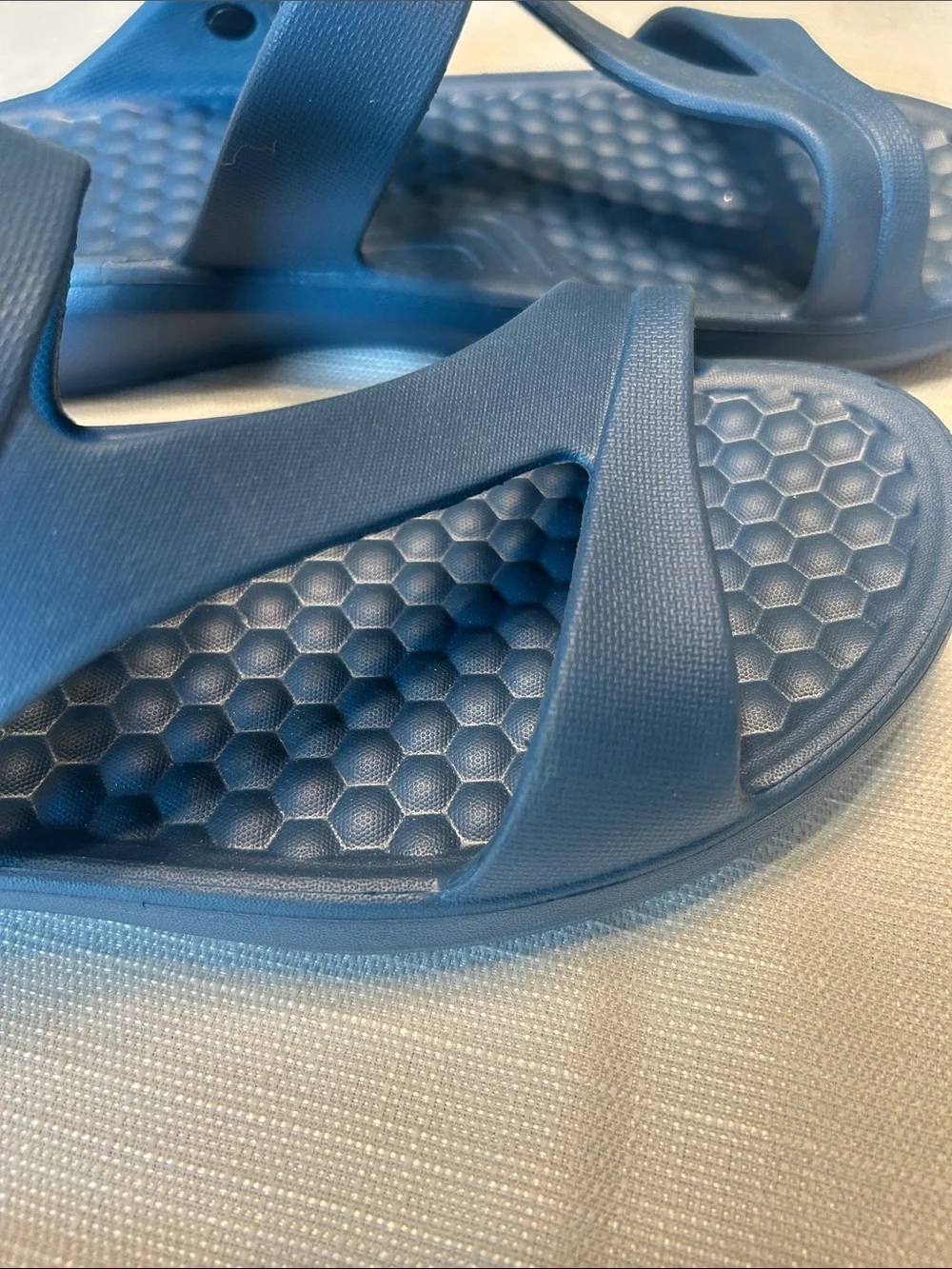 Joybees Blue Slide Sandals with Honeycomb Footbed